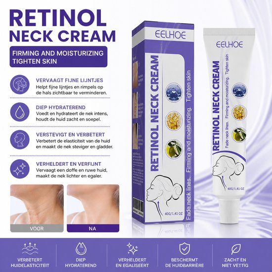 EELHOE Retinol Neck Cream: Verbetert huidelasticiteit, diepe hydratatie, verheldert en egaliseert de nek.
