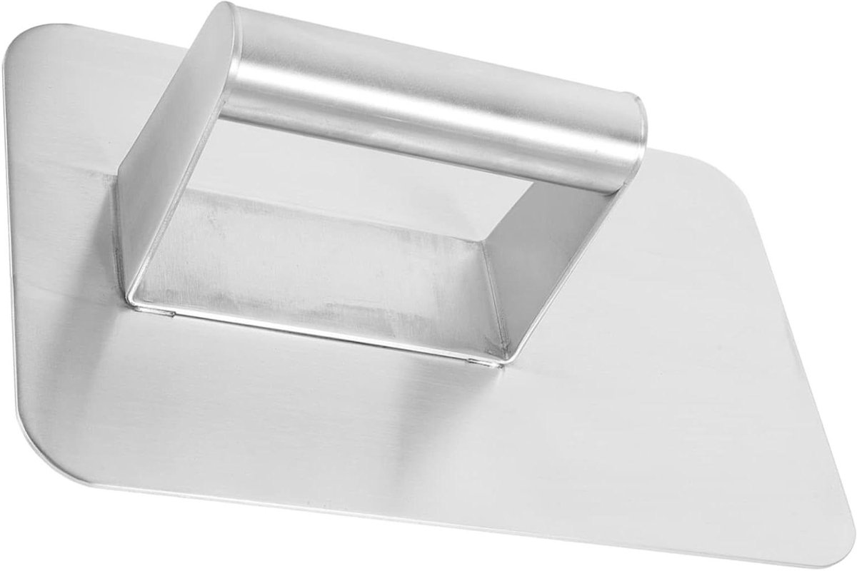 Burgerpers Vierkant - Vleespers Pannenkoekenpers - Perfecte Burgers Maken - Zwaar Gietijzer Ontwerp - 23 x 14 cm - Zilver