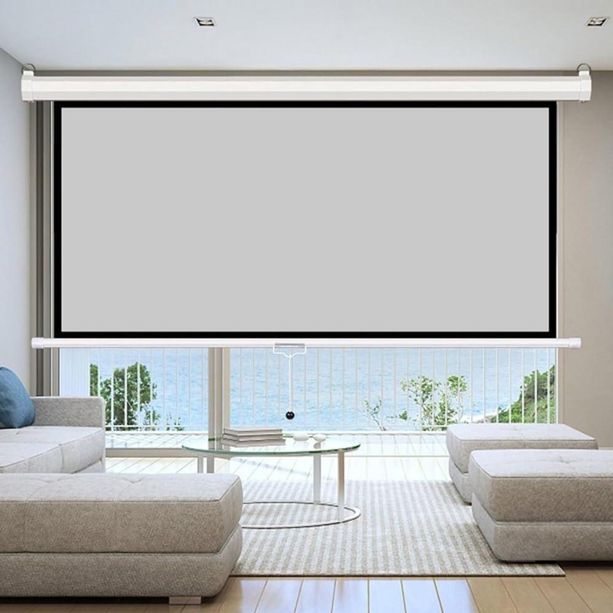 Projectiescherm - Neerklapbaar Scherm - Thuisbioscoop Ervaring - Automatisch Vergrendelingsmechanisme - 60 Inch 16:9 - Wit