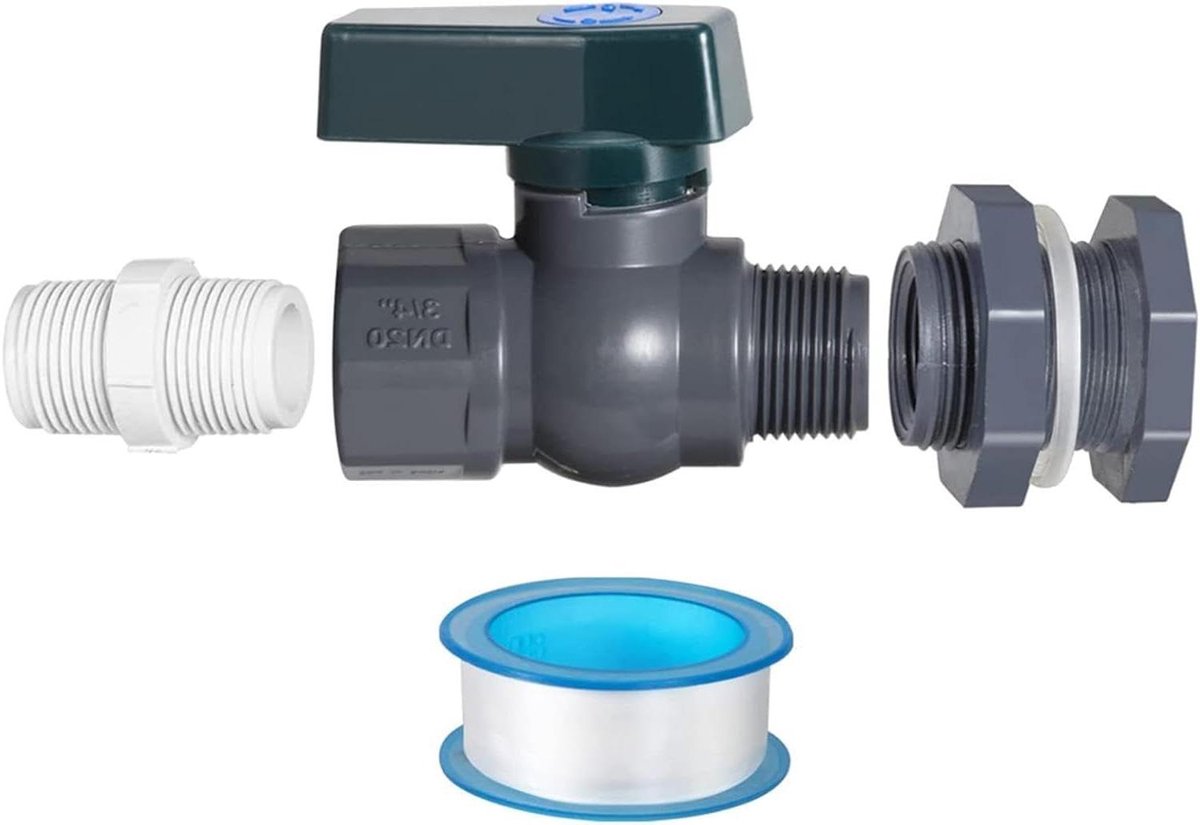 Regenton Afvoer - Waterkraan Set - Water Opslag - Stofdicht Waterdicht - 3/4 Inch - Grijs