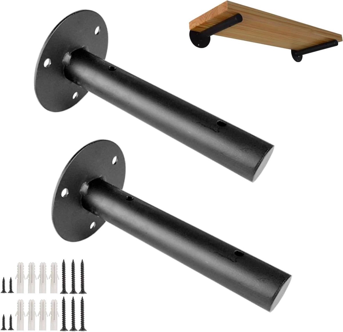 Plankbeugels - Zwevende steunen - Wandmontage opslag - Zware belastbaarheid - 30cm - Zwart
