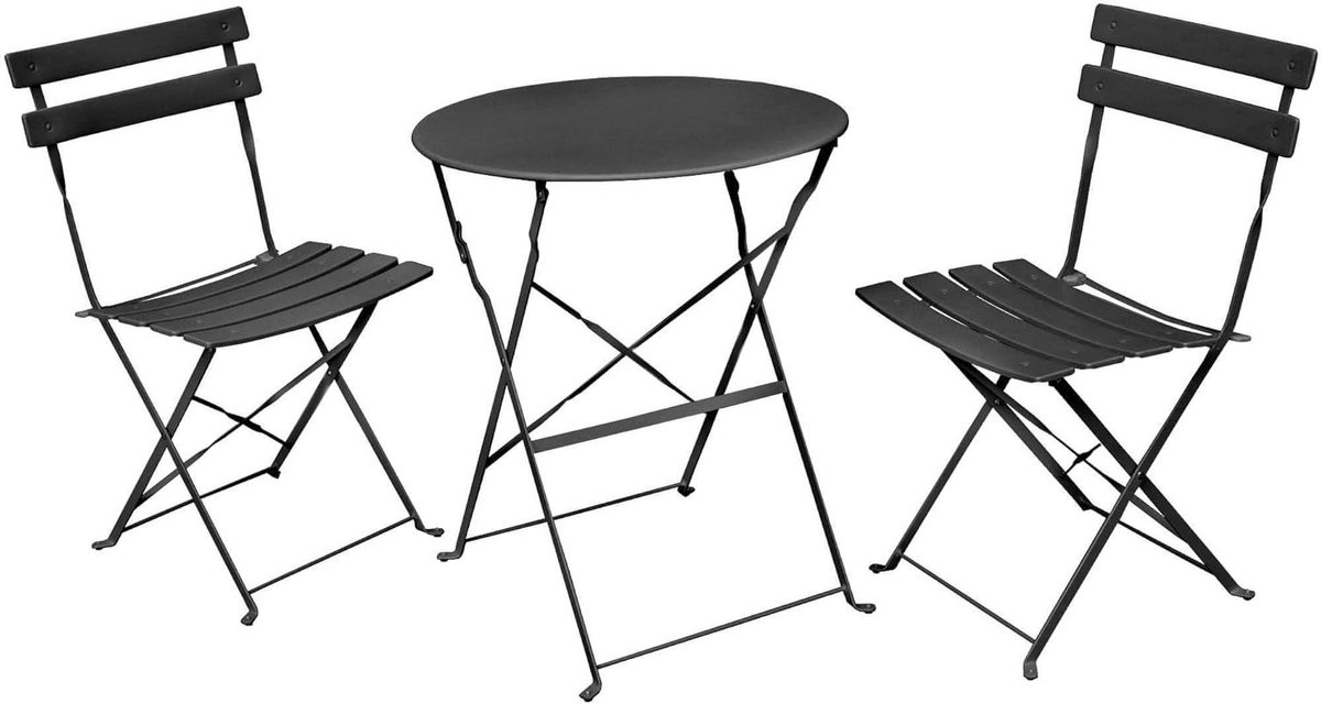 Tafel en stoelen set - Balkonmeubilair - Buiten Zitten - Inklapbaar en stevig - 48 x 42 x 81 cm