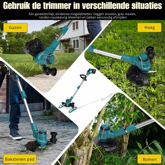 HEZIVO® Grastrimmer 5-in-1 - Onkruidborstel Elektrisch - Voegenreiniger - Onkruidverwijderaar - Telescopisch - 2 Accu's van Hezivo — afbeelding 3