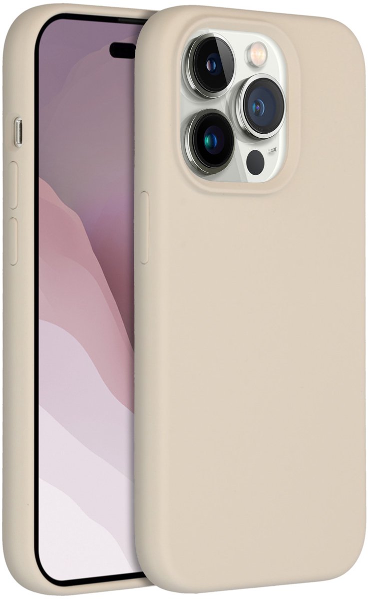 Accezz Hoesje - Geschikt voor Apple iPhone 14 Pro - Liquid Silicone Backcover - Stone