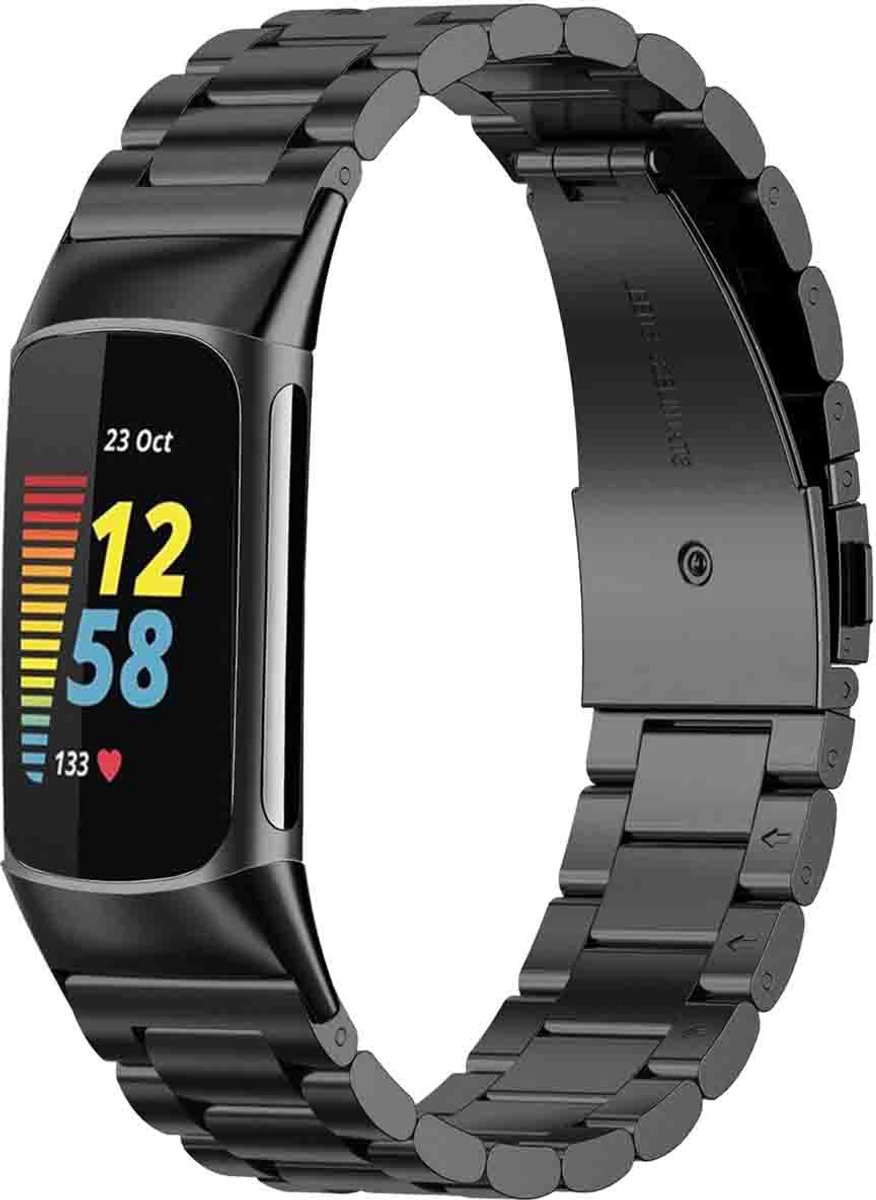 Stalen bandje - Geschikt voor Fitbit Charge 5 - Zwart