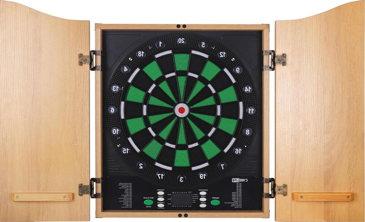Elektronisch dartbord - Dartkast set - Gezelligheid thuis - Inclusief 12 pijlen - Standaard formaat - Houtkleurig