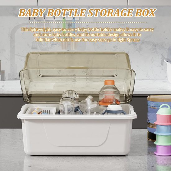 Babyfles Droogrek - Flessen Droogrek - Baby Benodigdheden Drogen - Stofdicht Deksel - 32x26x20 cm - Tawny — afbeelding 3