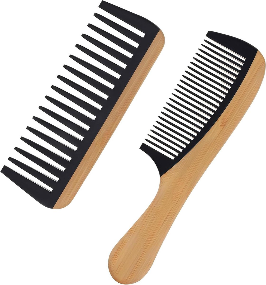 Bamboe Kam Set - Ontwar Kam - Haar Verzorgen - Plasticvrij Statisch Reducerend - 20 x 8 cm - Natuurlijk