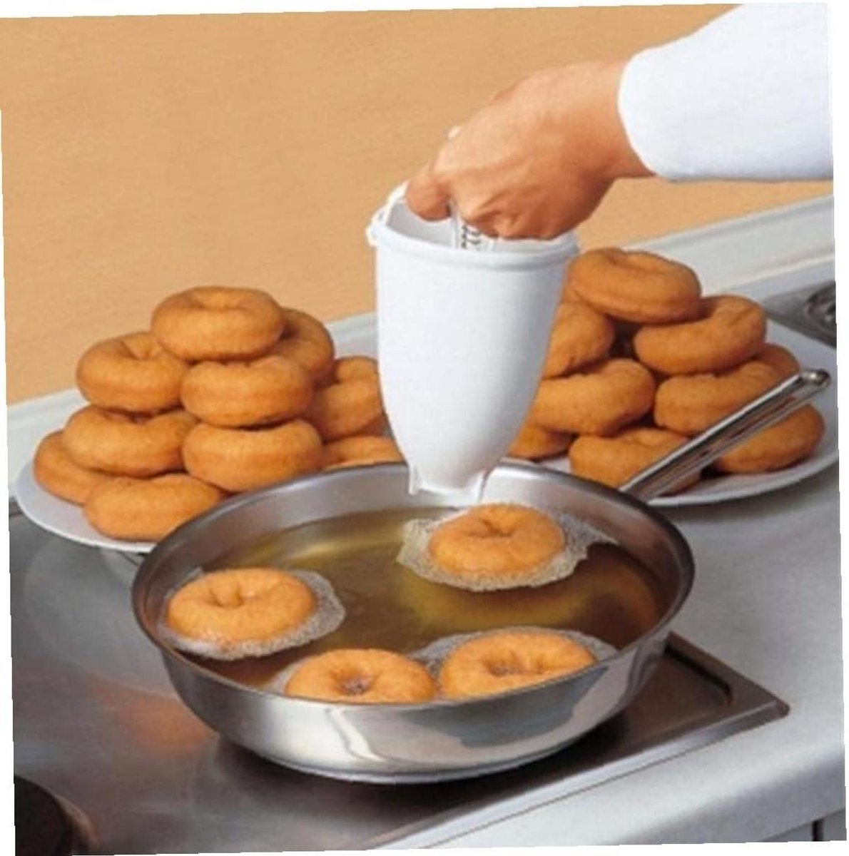 Donut Maker - Bakvorm - Gebak Maken - Dubbele Lus Handvat - 95 cm Diameter - Wit