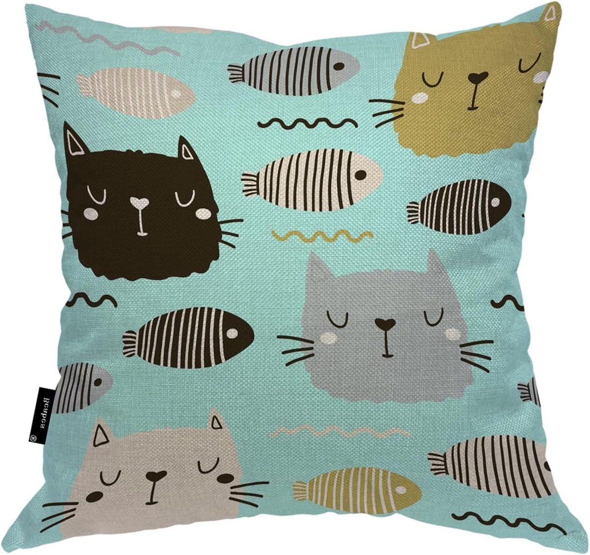 Katten Kussenhoes - Dierenprint Hoes - Huis Decoratie - Katoen Linnen Materiaal - 45 x 45 cm - Meerdere Kleuren