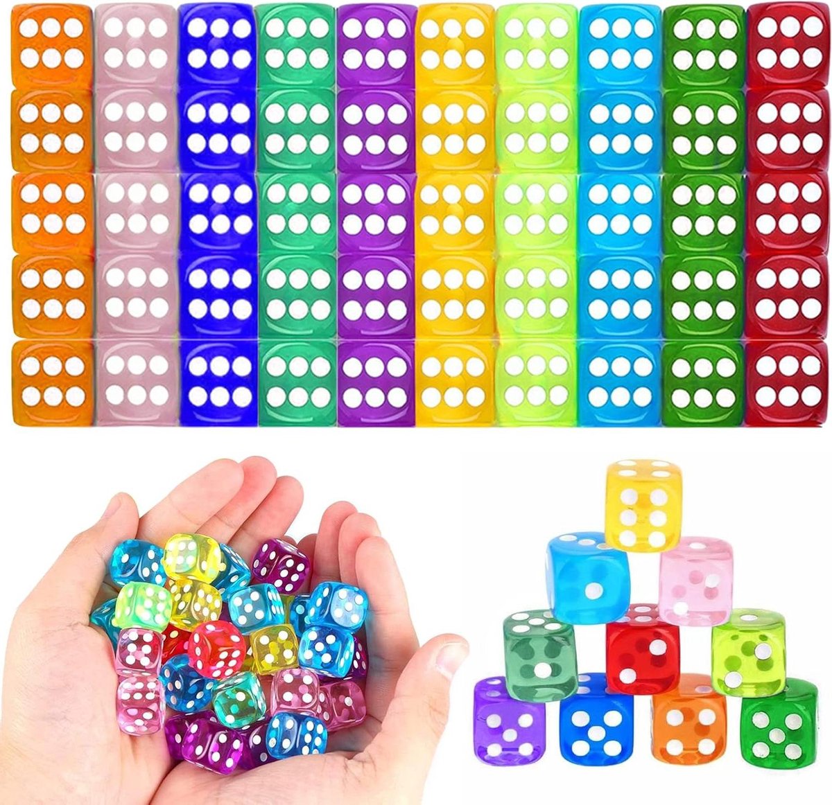Dobbelstenen Set - Spel Dobbelstenen - Spellen Spelen - 10 Verschillende Kleuren - 100 Stuks - Multi-Color