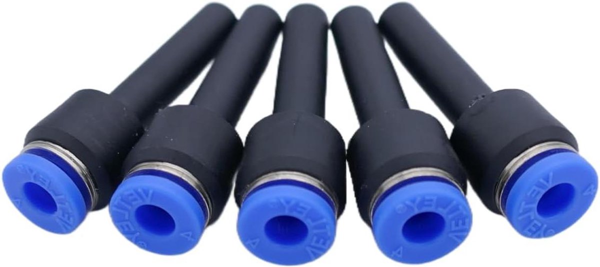Steeknippel Set - Reductie Koppeling - Perslucht Verbinding - Snelle IQS Koppeling - 5 Stuks 6-4 mm - Zwart Blauw