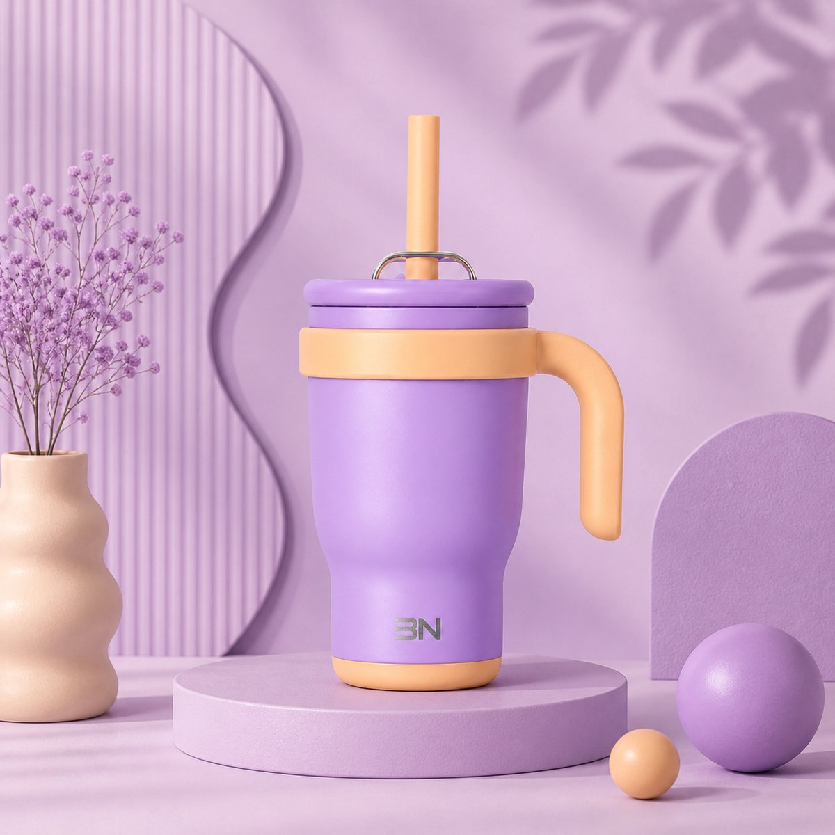 Thermobeker Kind met Rietje – Lekvrij – Dubbelwandige Drinkfles – Warm & Koud – Met Handvat