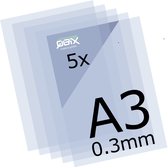 Feuilles en plastique Mylar QBIX - 5 pièces en plastique transparent de taille A3 - épaisseur 0,3 mm