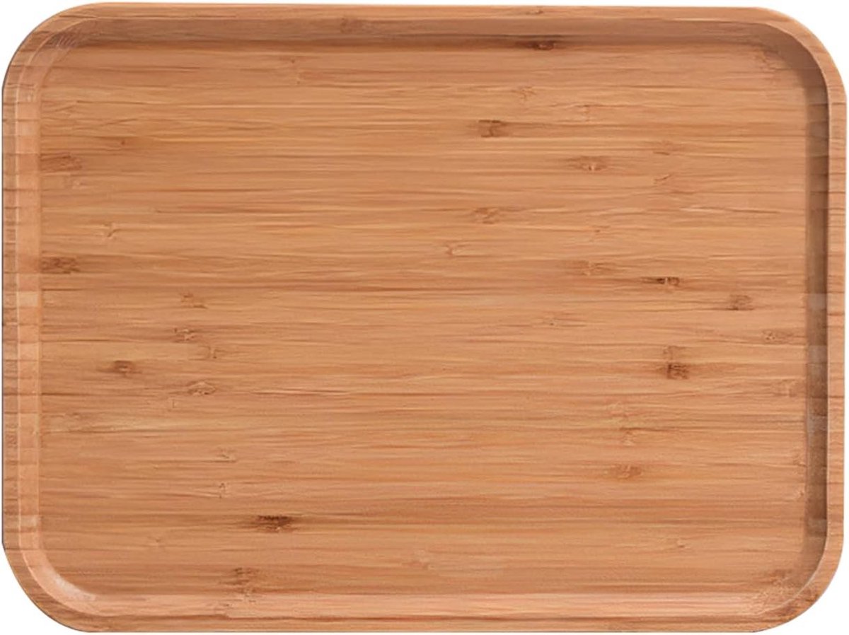 Bamboedienblad Groot Rechthoekig 40 x 30 cm - Natuurlijke Look voor Dessert en Snacks