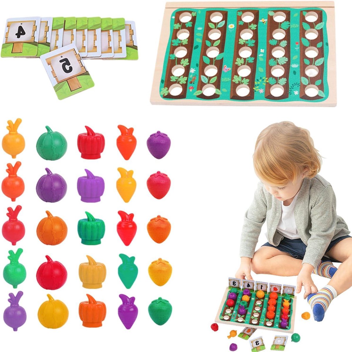 Kleur Sorteer Puzzel - Educatief Speelgoed - Leren Spelen - Houten Constructie - 24.4 x 21.3 x 4.3 cm - Multicolor