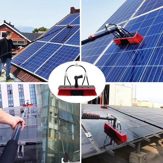 Reinigingsstang Ramen - Telescopische Borstel - Hoge Oppervlakken Schoonmaken - Wateraangedreven Systeem - tot 12 meter - Zilver — afbeelding 2