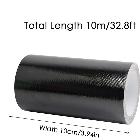Luifel Reparatietape - Doek Reparatieplakband - Tent Herstellen - UV-Bestendig Zwaar Belastbaar - 10 cm x 10m - Zwart van Merkloos — afbeelding 2