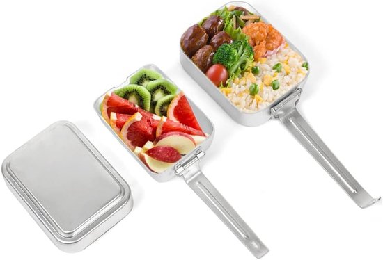 Kampeer Kookgerei Set - Outdoor Mess Tin - Buiten Koken - Opvouwbare Handgrepen - 18.5 x 13.7 x 8 cm — afbeelding 4