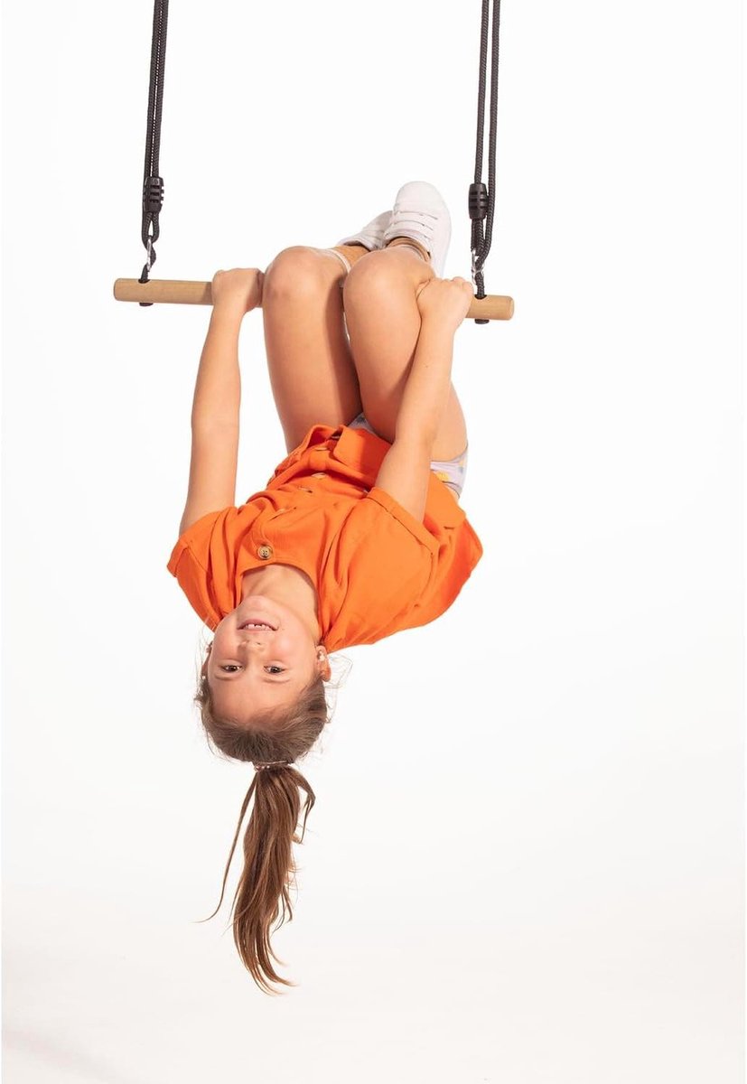 Trapeze Hout - Schommelaccessoire Turnring - Buiten Spelen - Geïmpregneerd Hardhout - 58 cm - Zwart