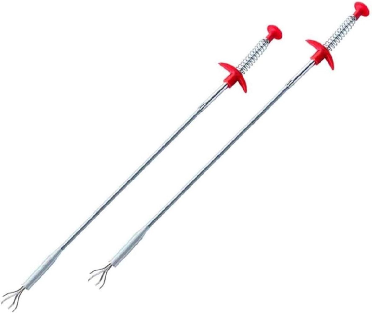 Haarafvoer Verwijderaar - Afvoer Ontstopper - Verstopte Afvoeren Reinigen - Flexibele Telescopische Klauw - 62 cm - Zilver