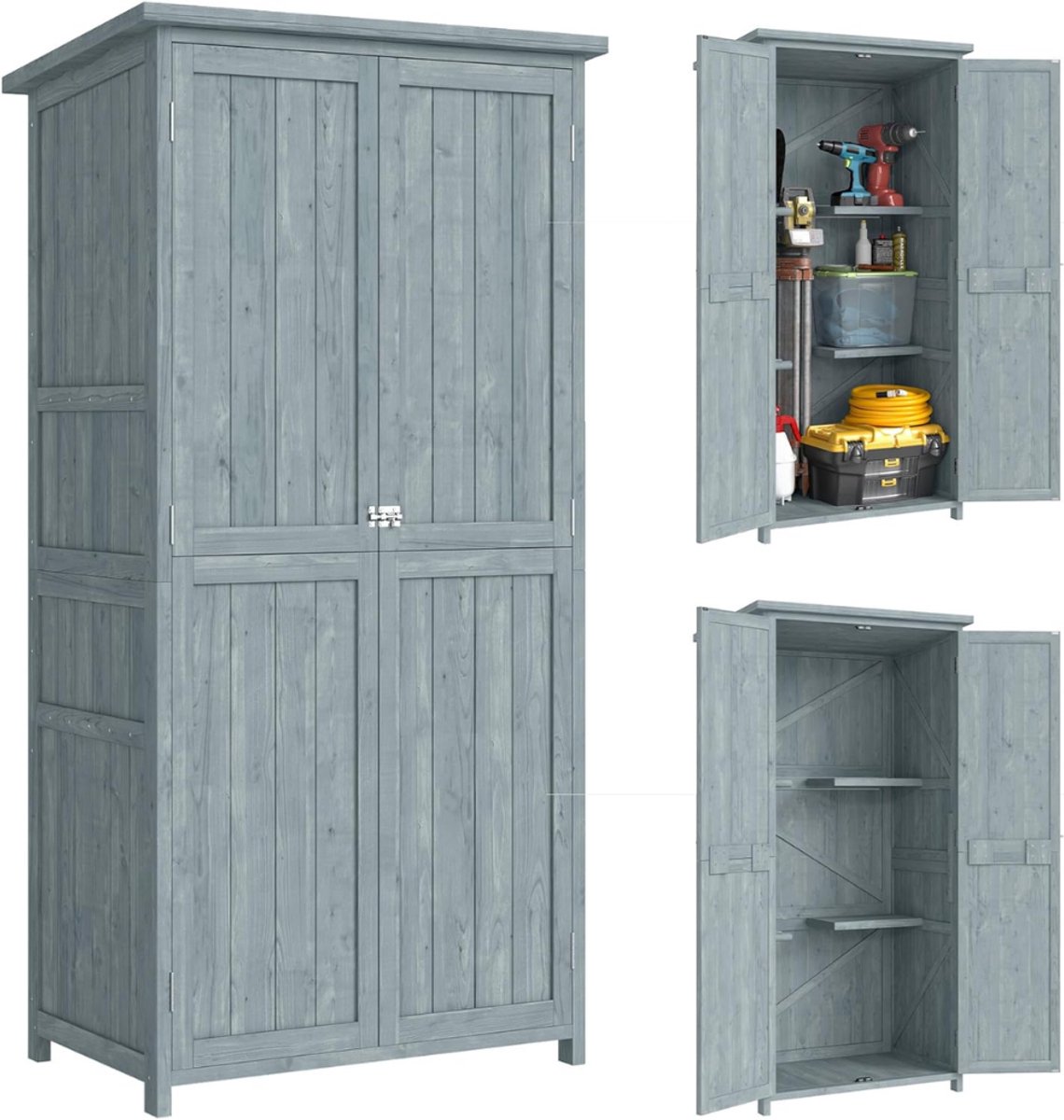 MRKK® Tuinkast - Tuinkist - Tuinkasten voor Buiten - Tuinberging - Hout - Grijs