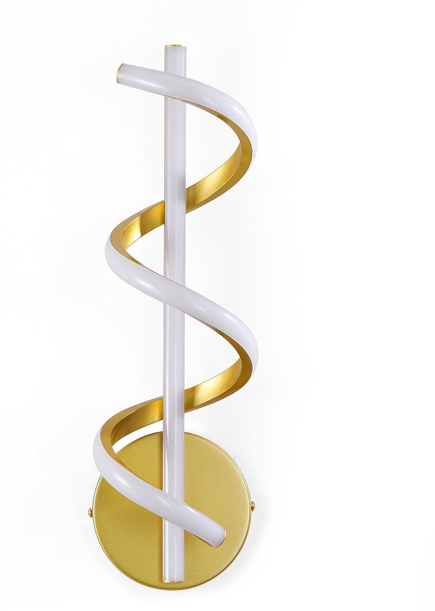 Lemlit LED Wandlamp Binnen 21W - Moderne Wandverlichting 2100 lm met Enkel Spiraaldesign - 3000K Warm Wit - voor Woonkamer Slaapkamer Hal en Trap 12 x 42 cm - Goud