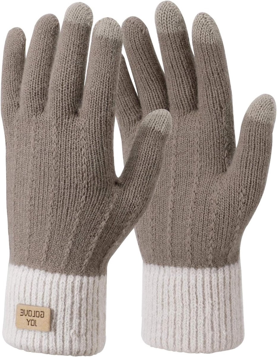 Dames Winterhandschoenen van Warm Gebreid Materiaal met Touchscreen en Antislip voor Skiën, Fietsen en Wandelen