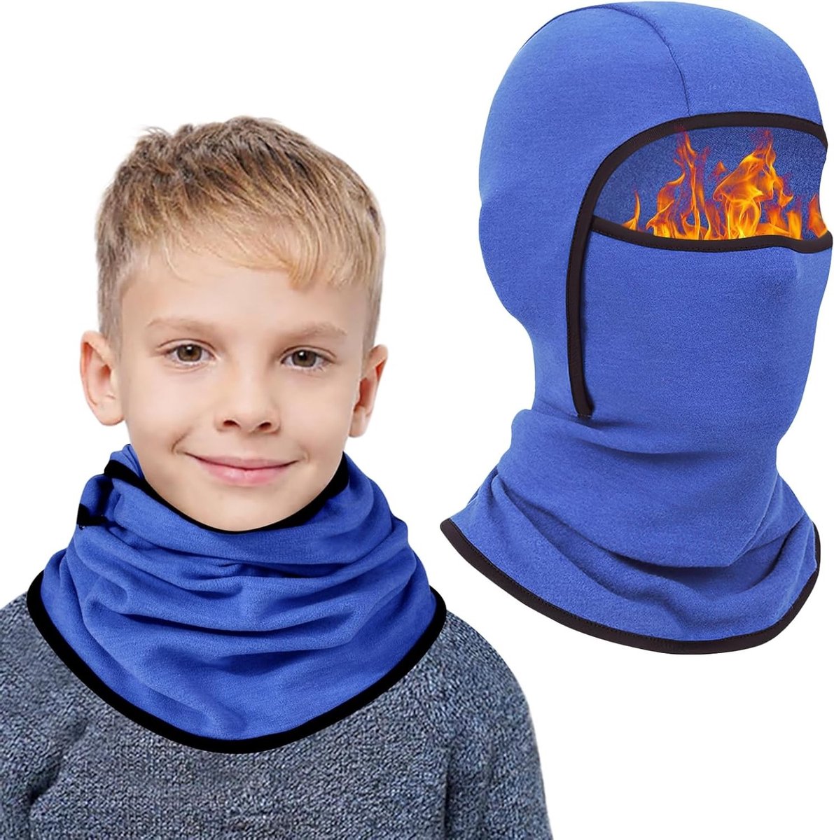 Thermische Balaclava voor Kinderen, Multifunctionele Winddichte Ski Masker met Nekwarmer, Ideaal voor Fietsen en Wintersport voor Jongens en Meisjes van 6-14 Jaar