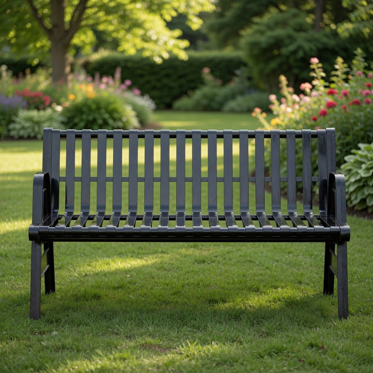 Industriële Gietijzeren Tuinbank 150 cm – Heavy Duty 3-Persoons Parkbank – Weerbestendige Outdoor Bank – Ergonomisch Design met Armleuningen – 360 kg Draagvermogen – Voor Tuin, Terras & Park | Industrohome