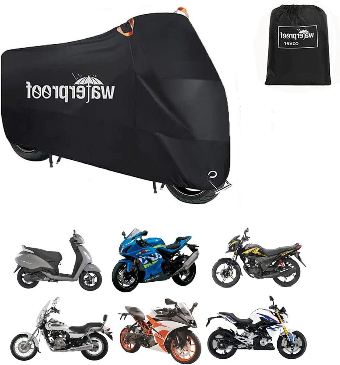 Duurzame motorhoes voor buitengebruik, waterdicht en UV-bestendig, geschikt voor bescherming tegen regen, sneeuw en stof, 200 x 70 x 110 cm