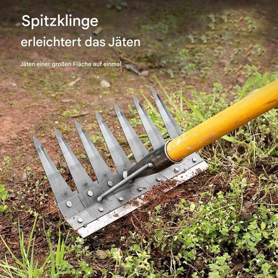 Onkruid hark - Tuinhark onkruidverwijderaar - Tuinonderhoud - Dubbelzijdig dubbelpaars ontwerp - 7 tanden - Metaal — afbeelding 5