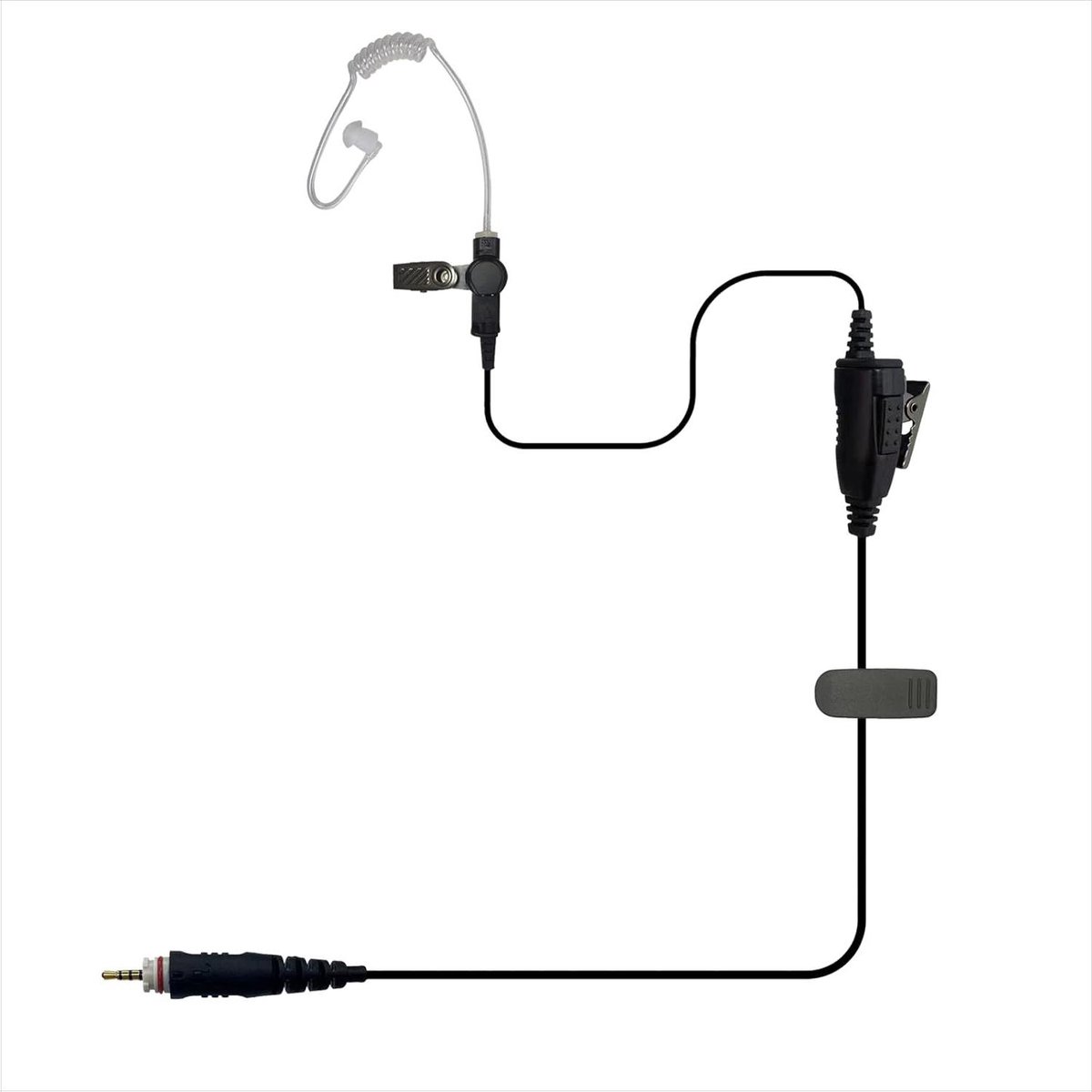 Oortje Communicatie Kit - Headset PTT Mic - Veilige Communicatie - Luchtbuis Ontwerp - 12.4 cm - Zwart