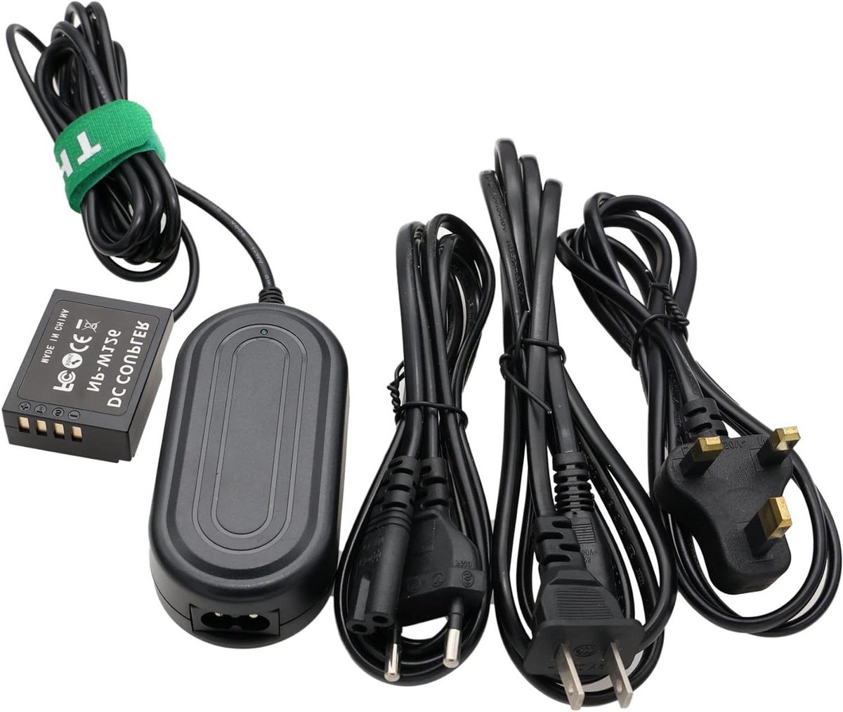 Dummy Batterij Adapter - Voeding Camera - Langdurig Fotograferen - Universele Stekkers - 120 cm - Zwart