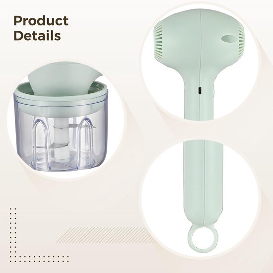 Elektrische Handmixer - Keukenmachine Garde - Bakken Ingrediënten Mengen - Draadloos USB Oplaadbaar - 21 x 10 x 10 cm — afbeelding 5