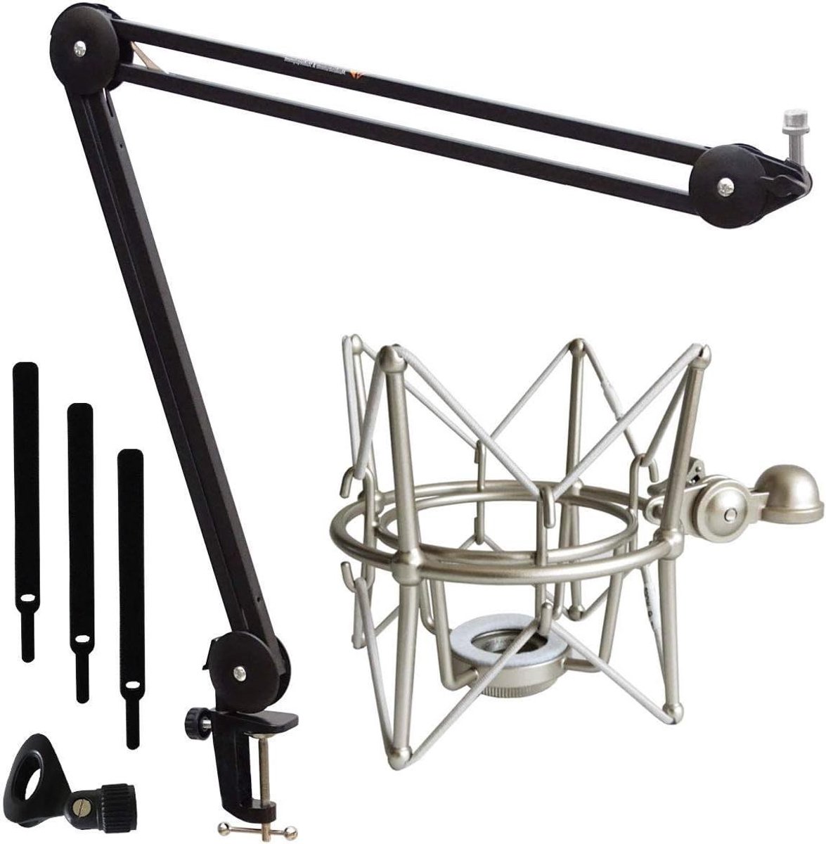 Microfoonarm met Spider - Scharnierarm Statief - Professionele Opnames - 360 Graden Draaibaar - 100 Centimeter - Zilver
