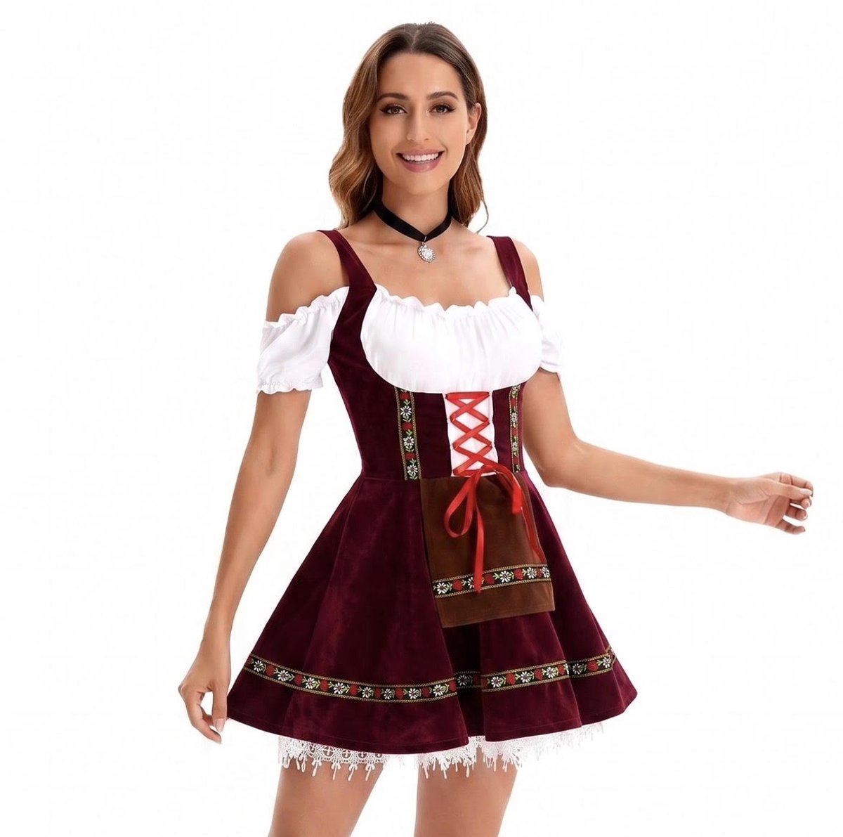 Vesta svr® Oktoberfest Dames - Tiroler jurk - Dirndl jurk - Rood - Carnavalskleding Dames - Bierfeest - Carnaval Kostuum Dames - Festivals - M/L