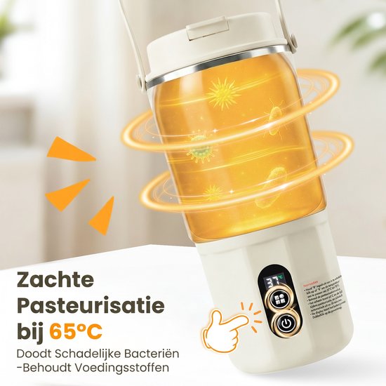 Thermosfles Flessenwarmer - 2-in-1 - BabyCare - Snelle Opwarming Moedermelk & Water - Pasteurisatie - 24U Constant Temperatuur - 400ml - 10400mAh - Beige — afbeelding 2