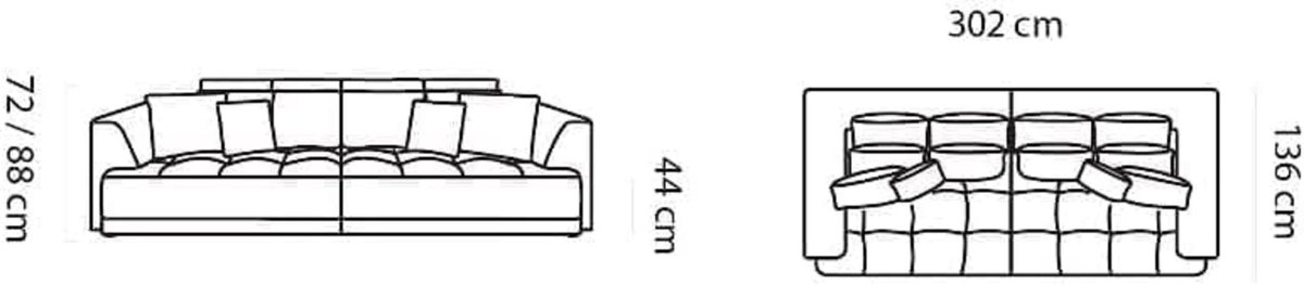 Slaapbank XXL 302 cm – Industrohome Aphrodite Luxe XL 3-zits Uitklapbare Design Bank met Slaapfunctie – Grote Lounge Sofa Bed met HR-Schuim & Golfvering – Modern Comfort Slaapbank (Aphrodite 13)