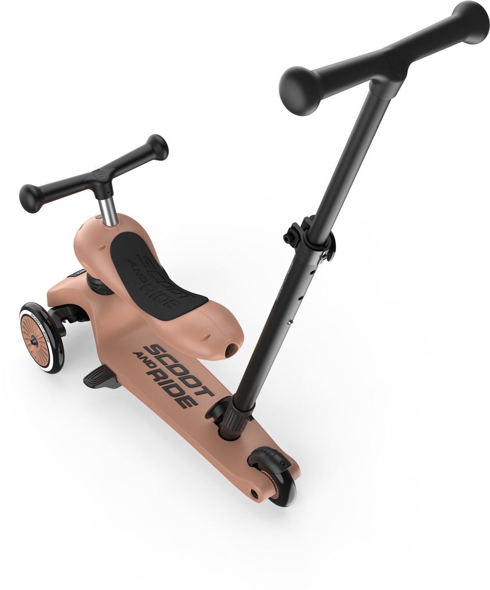 Scoot & Ride Highwaykick 1 Push & Go - 2-in-1 Kinderstep met duwstang - Step & Loopfiets 2-in-1, 3 wielen - Duwstang 3 hoogtes, afneembare voetsteunen - 1-5 jaar, max 20/50 kg - Mocha — afbeelding 10