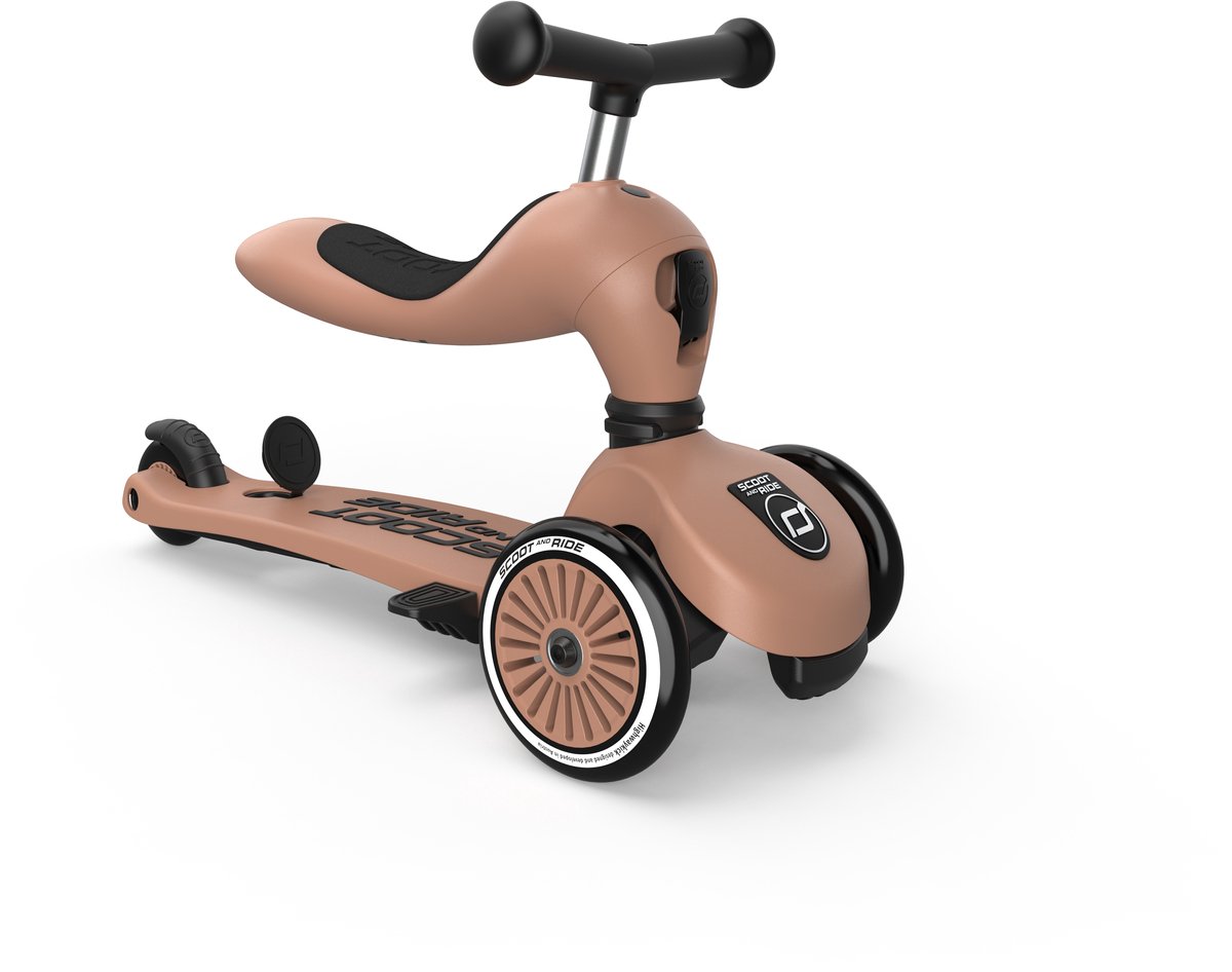 Scoot & Ride Highwaykick 1 Push & Go - 2-in-1 Kinderstep met duwstang - Step & Loopfiets 2-in-1, 3 wielen - Duwstang 3 hoogtes, afneembare voetsteunen - 1-5 jaar, max 20/50 kg - Mocha — afbeelding 3
