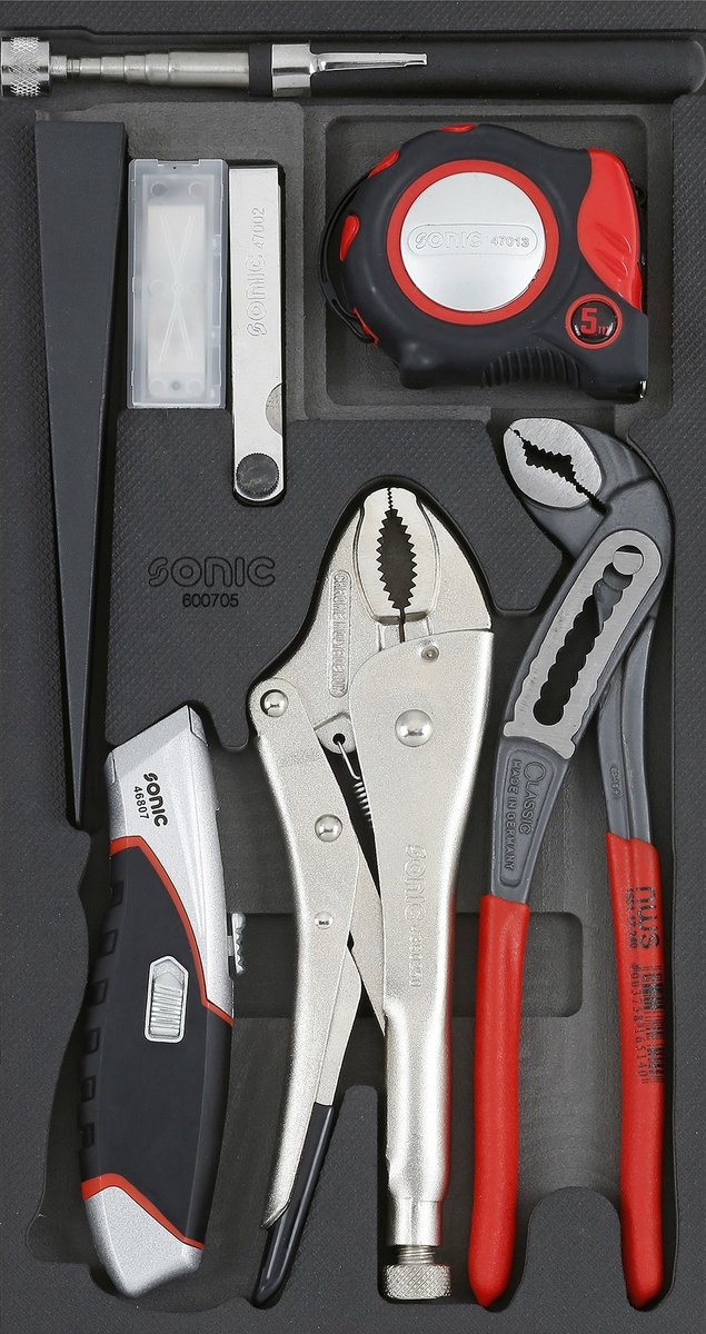 Sonic 600705 Tangen- en Gereedschapset 7-delig SFS 1/3 – Foam Inlay – Professionele Werkplaatsset