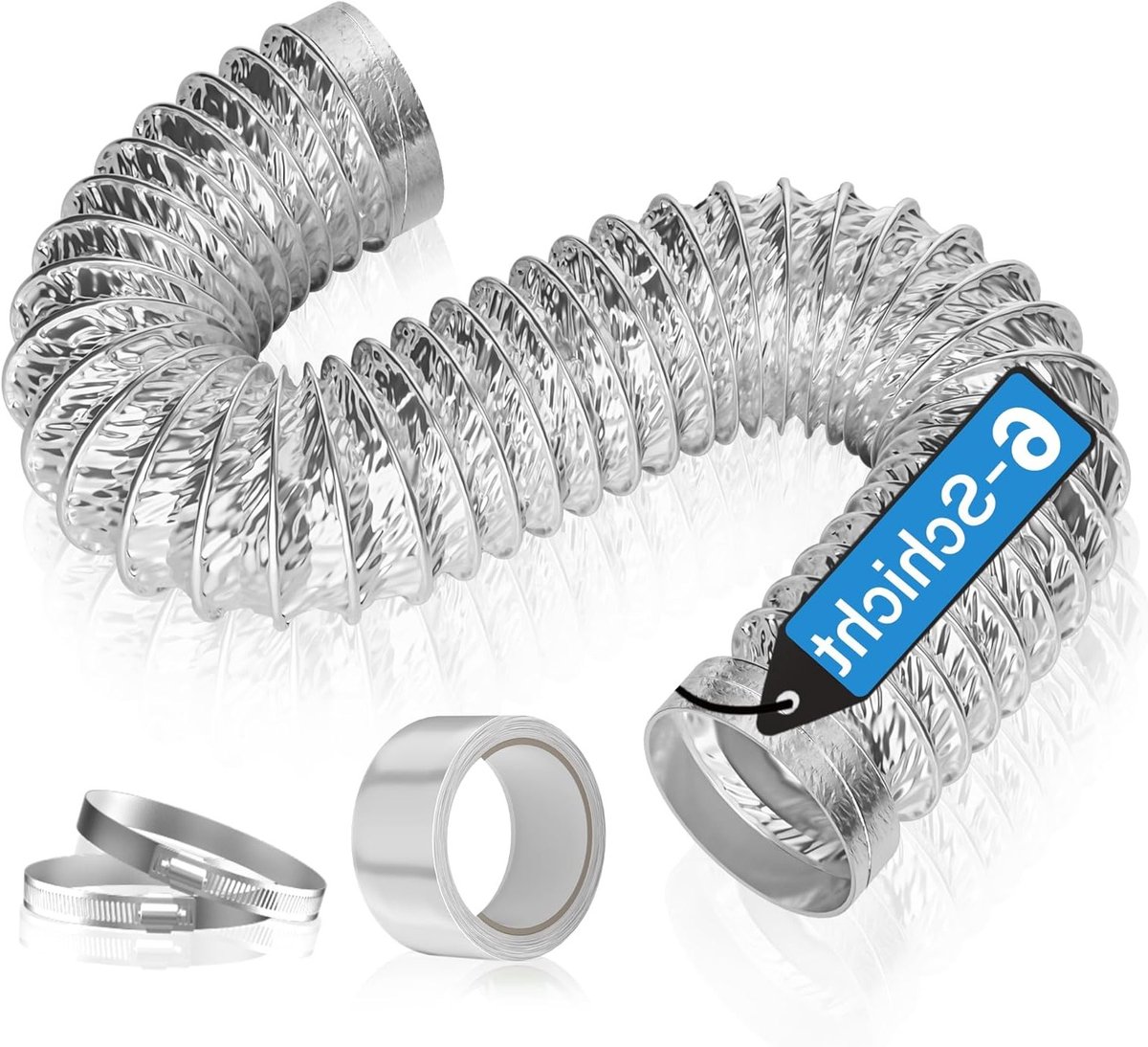 Flexibele Aluminium Afvoerslang 100 mm, 6 Laags Versterkt, Warmtebestendig, 2.4 m voor Afzuigkap, Droger en Airconditioning