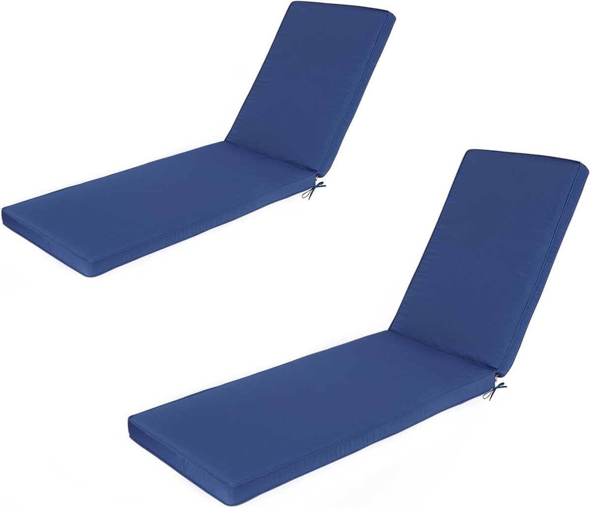 Loungestoelkussens Set - Tuinkussens Buiten - Buiten Ontspannen - Traagschuim Ondersteuning - 2 Stuks 188 cm - Donkerblauw