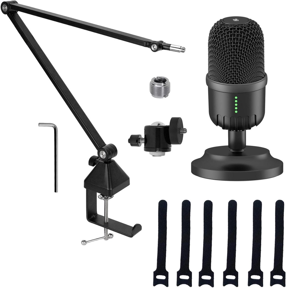 Condensator Microfoon - Opname Microfoon - Professionele Audio - 360 Graden Rotatie - 6.8 x 23.3 x 48 cm - Zwart
