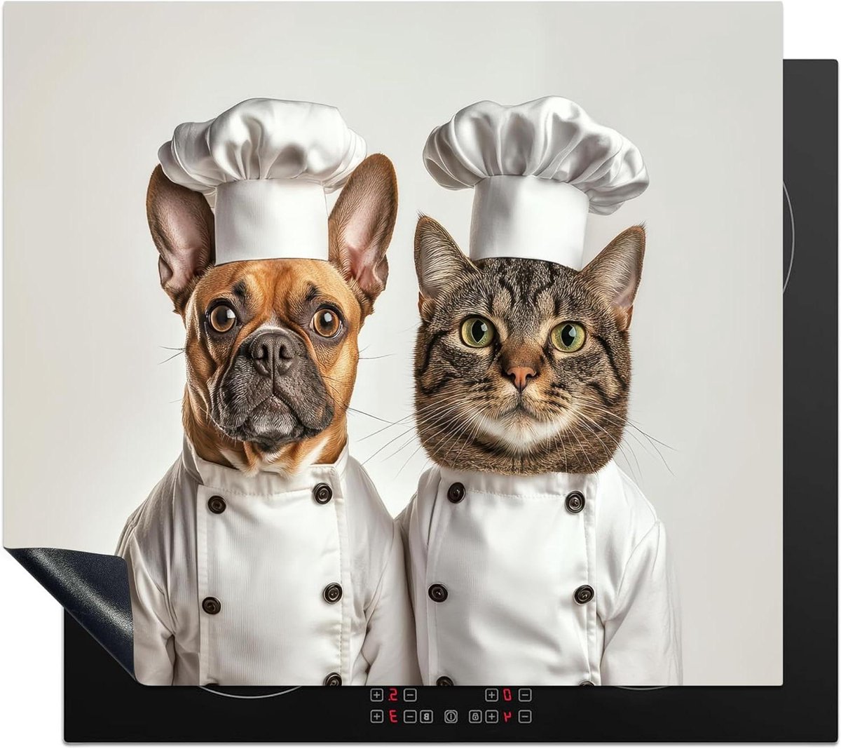 Inductie Beschermer - Kookplaat Mat - Keuken Decoratie - Unieke Foto Print - 60x52 cm - Kat Hond
