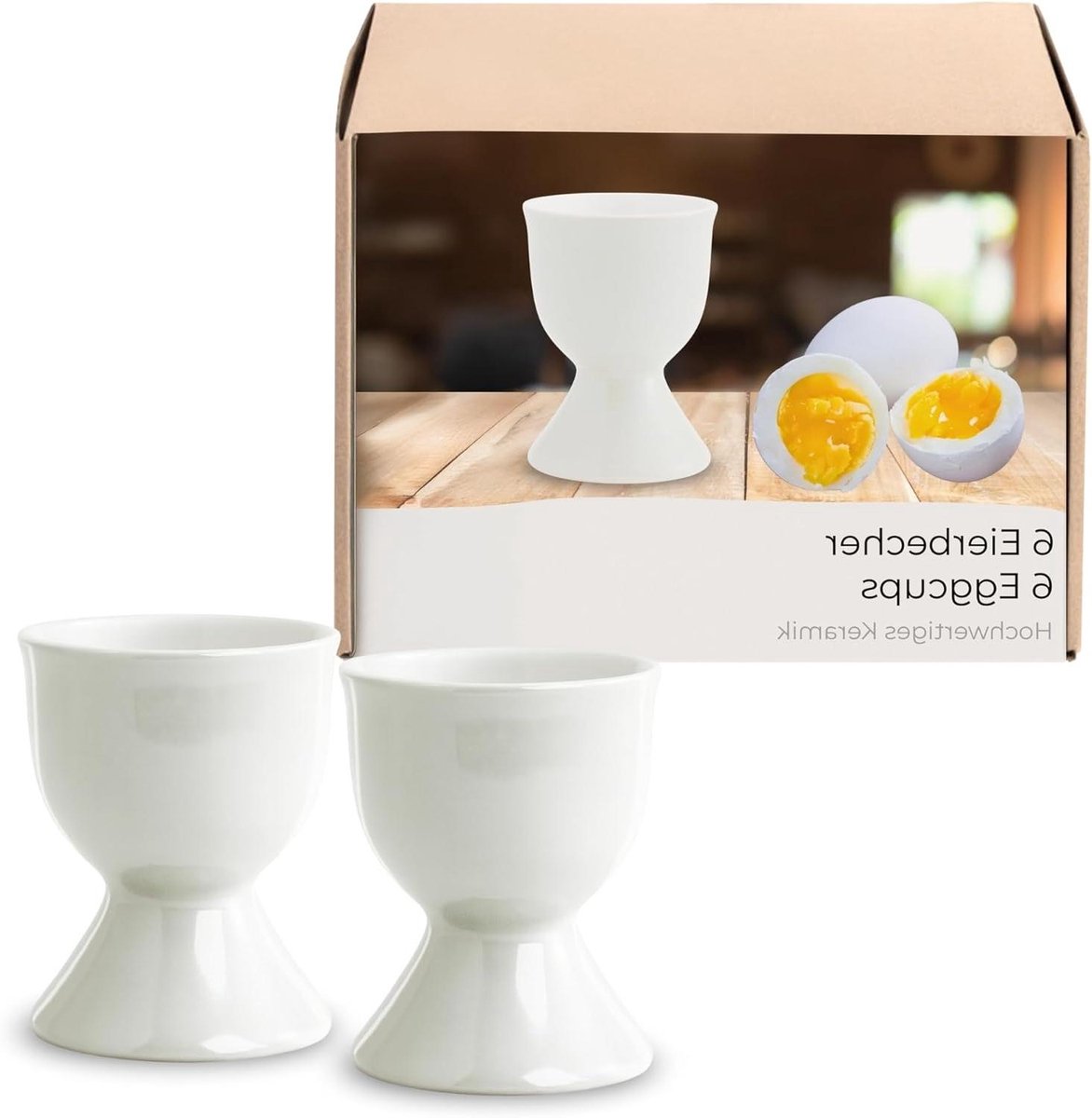 Eierdopjes Set - Eierhouders Keramiek - Ontbijt Tafel Dekken - Vaatwasmachinebestendig - 6 Stuks - Wit