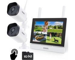 Draadloze Bewakingsset - Beveiligingscamera Kit - Huis Beveiligen - 7 Inch Touchscreen - 4CH 3MP - Wit