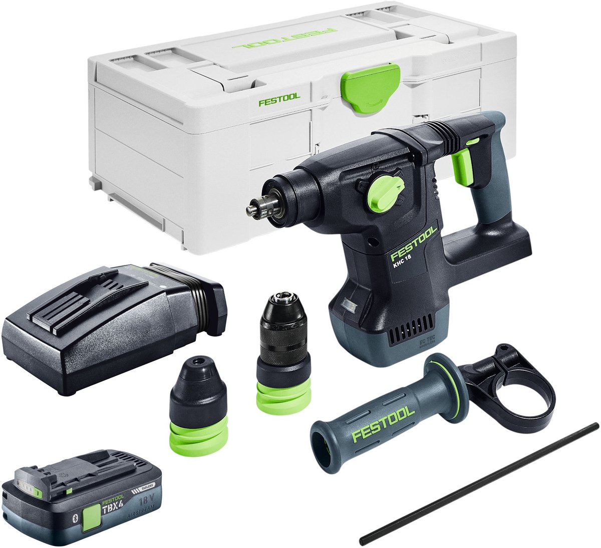 Festool KHC 18 EB-Basic accu combihamer 18 V 2.6 J SDS-Plus Brushless + 1x accu 4.0 Ah + lader + systainer