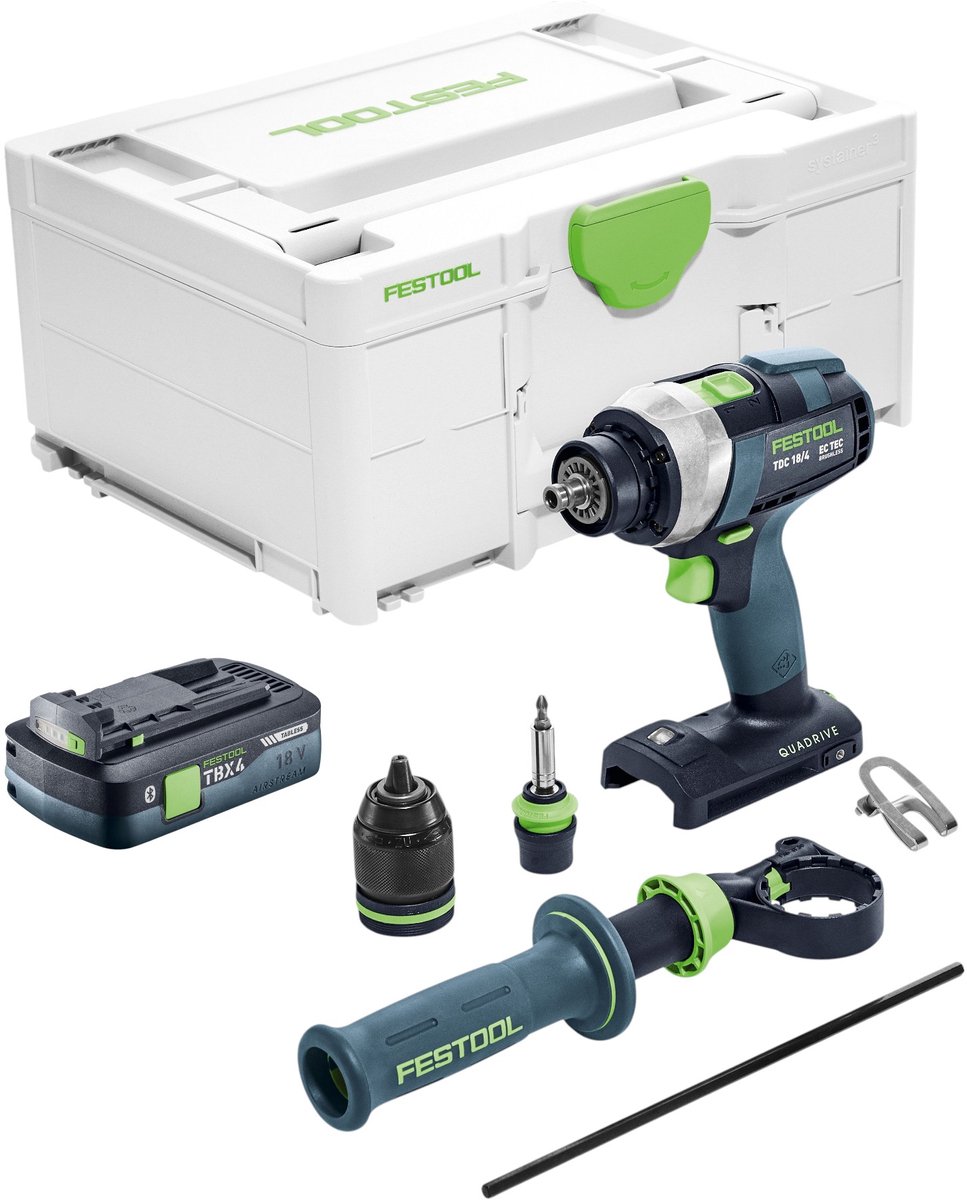 Festool TDC 18/4-Basic accuboormachine 18 V 75 Nm borstelloos + 1x accu 4,0 Ah + Systainer - zonder oplader